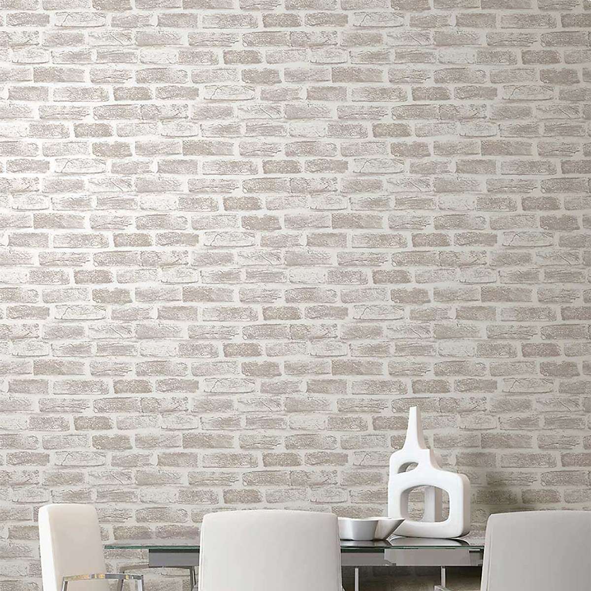 Mẫu giấy dán tường giả gạch màu sáng cao cấp