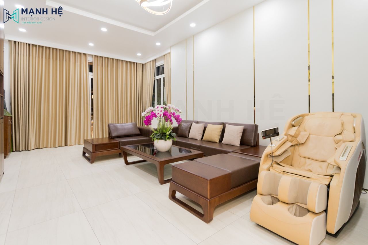 Bộ bàn ghế sofa chữ U ấn tượng với đường bo góc tỉ mỉ