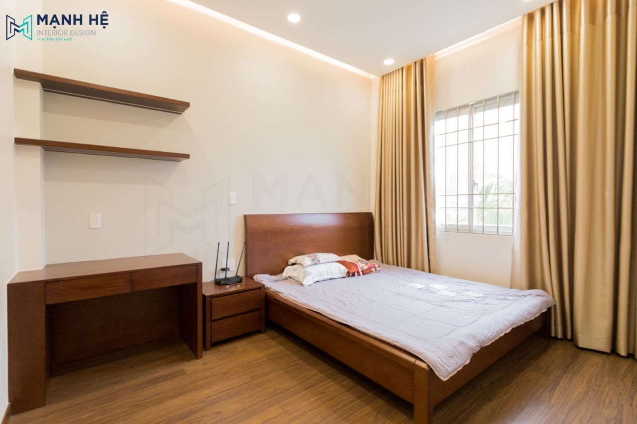 Thi công nội thất phòng ngủ 03 với diện tích tương đối rộng hơn các phòng ngủ khác