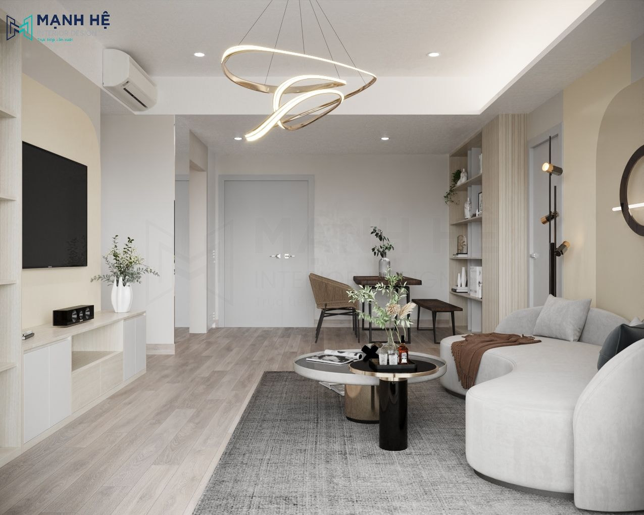 Thiết kế nội thất phòng khách liền phòng ăn tối ưu không gian