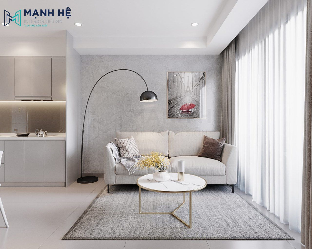 Phong cách Minimalism đơn giản cho phong khách chung cư 58m2