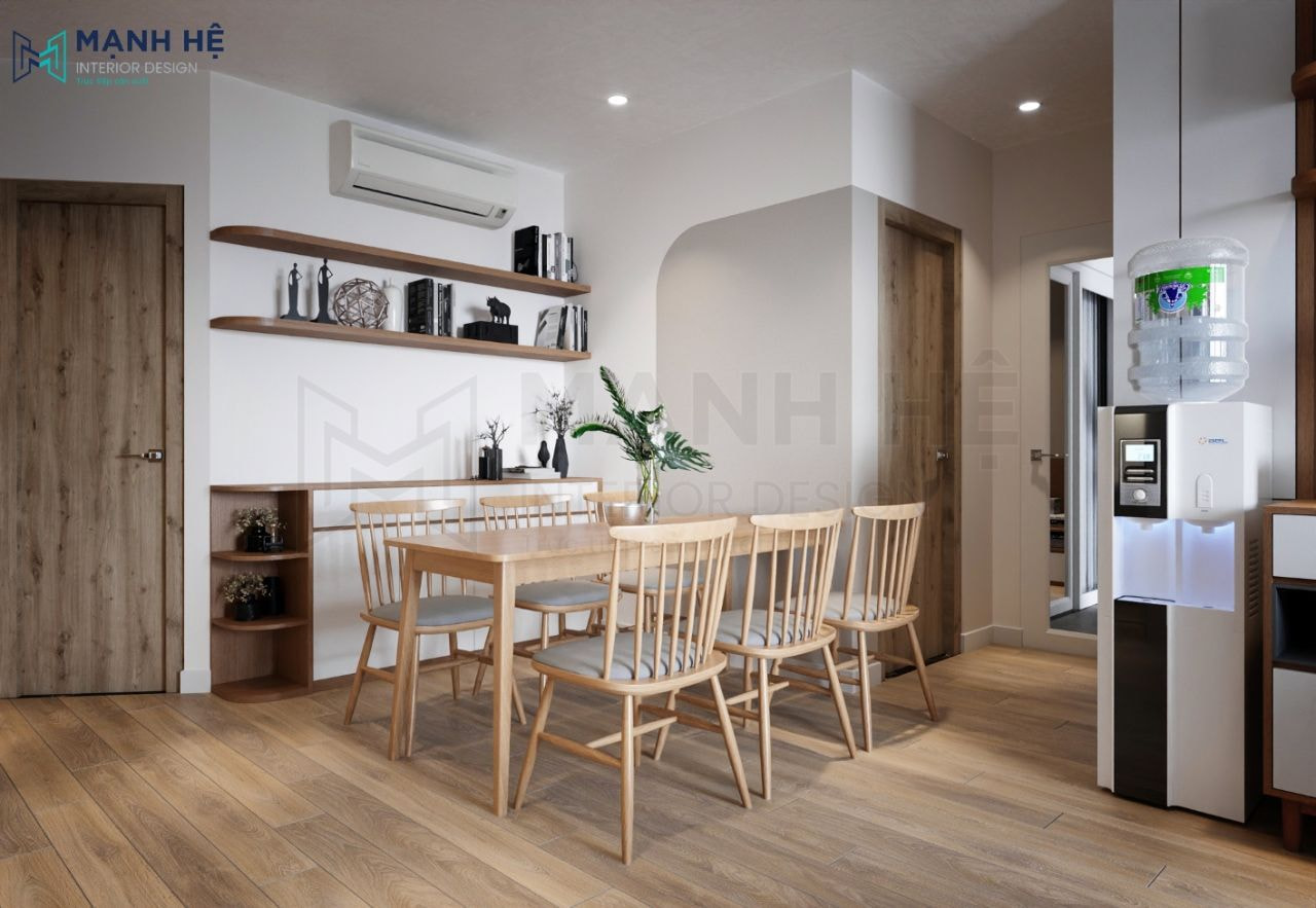 Bàn ăn 6 ghế là lựa chọn phù hợp cho căn hộ 66m2