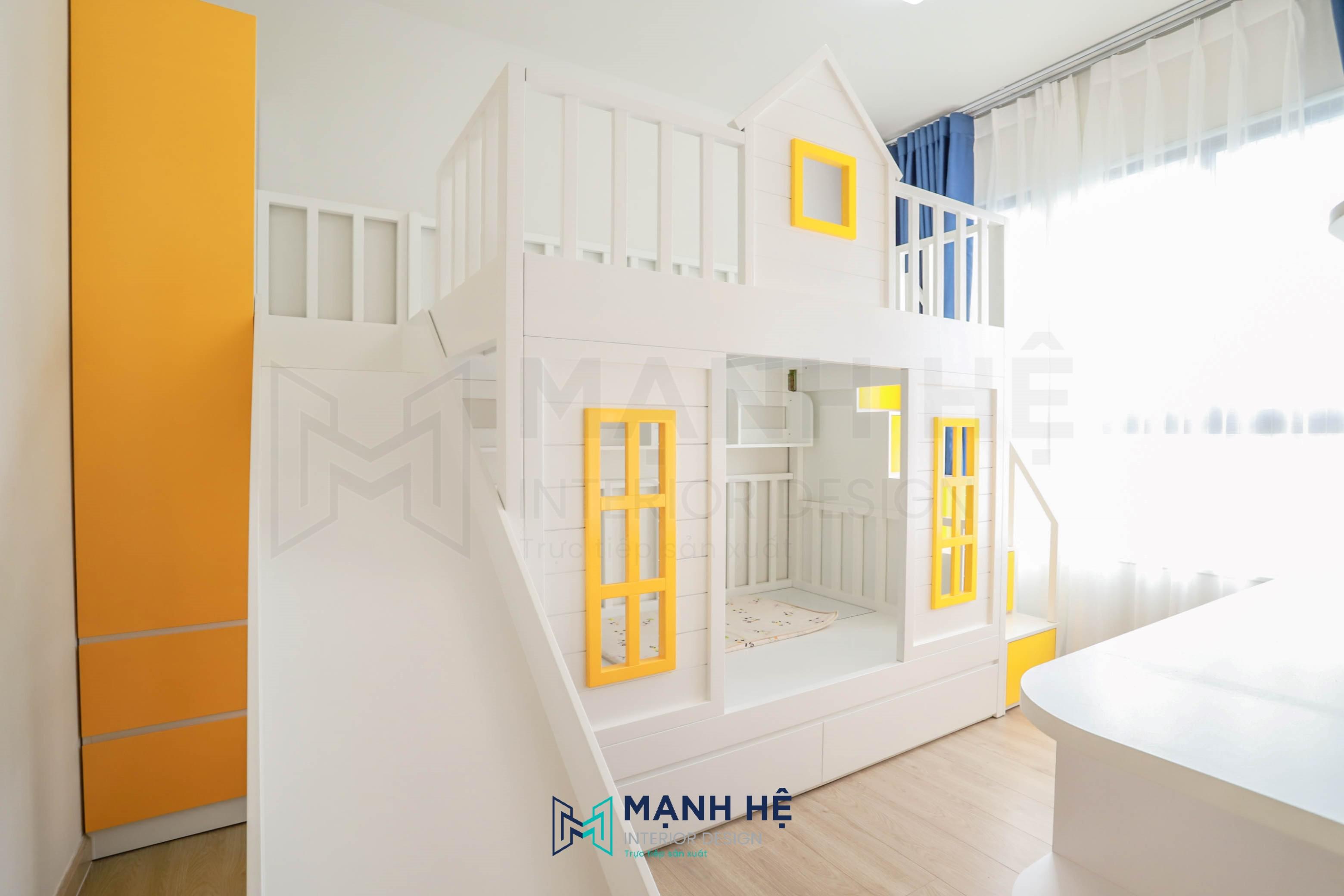 Giường tầng hình ngôi nhà năng động và dễ thương cho bé