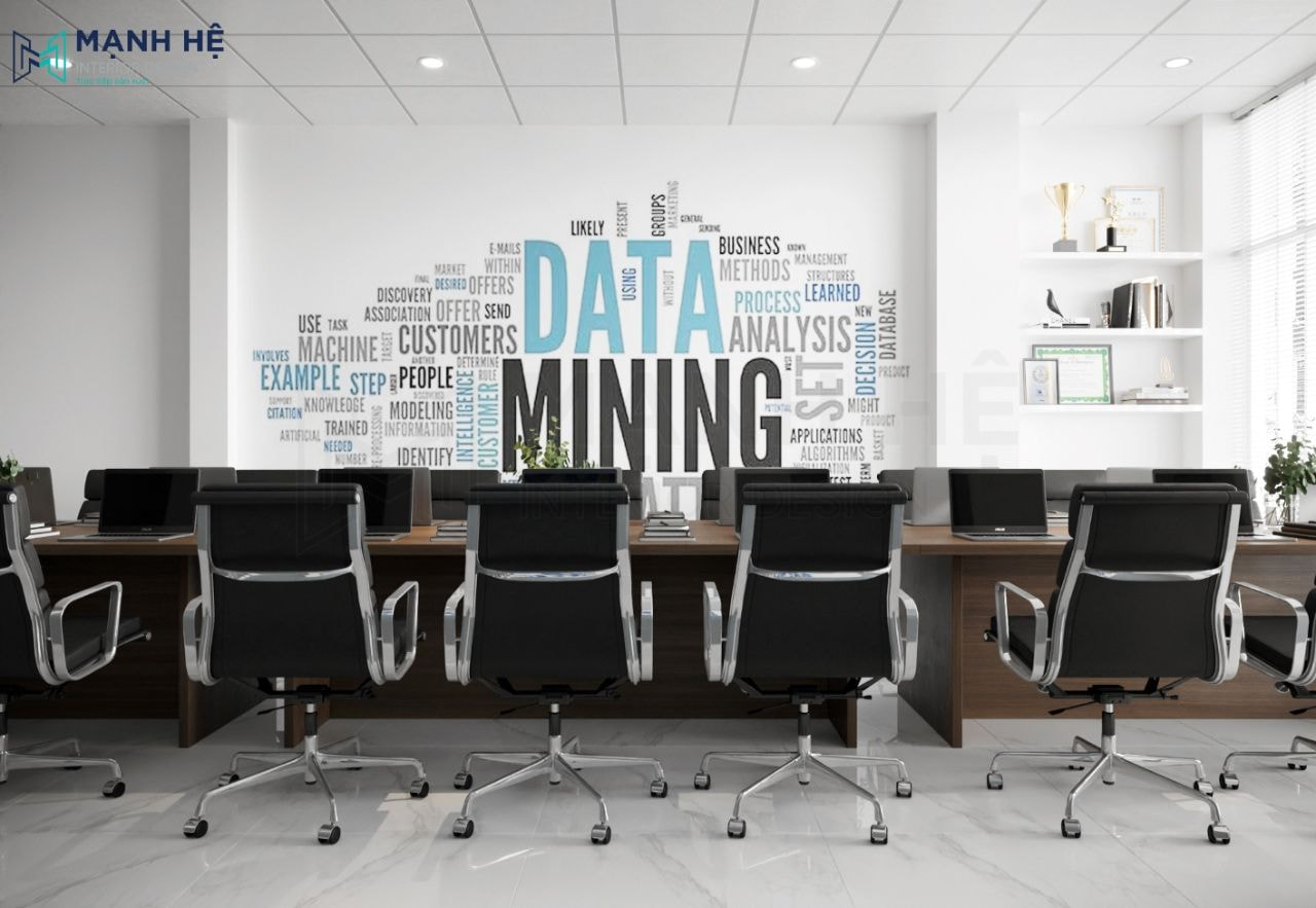 Sử dụng giấy dán tường decor phòng họp là sự lựa chọn không quá cứng nhắc