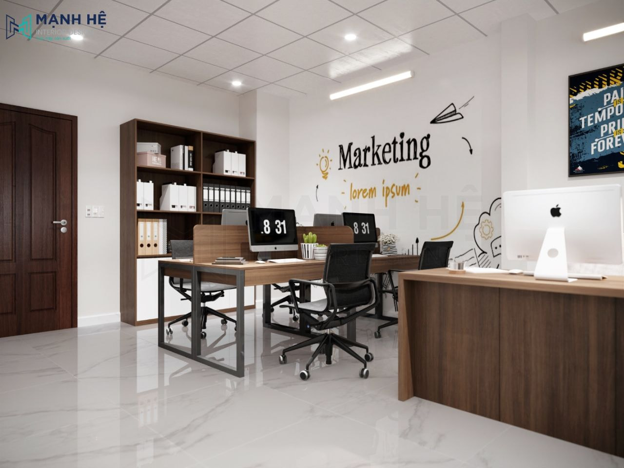 Thiết kế kệ kết hợp tủ cánh mở tận dụng làm không gian trang trí