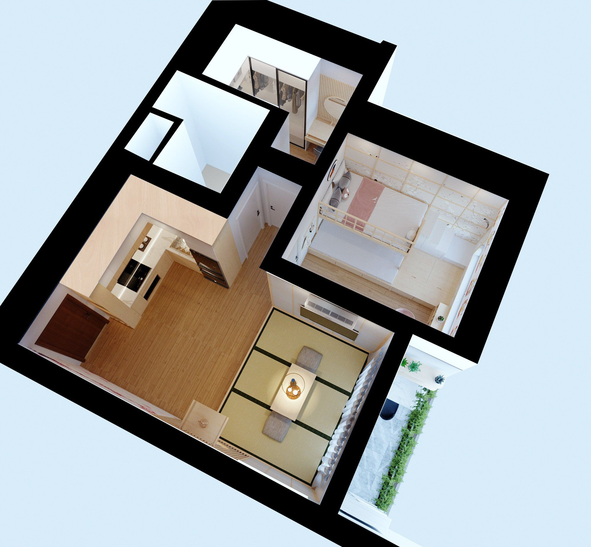 Mẫu bản vẽ nội thất căn hộ 1 PN