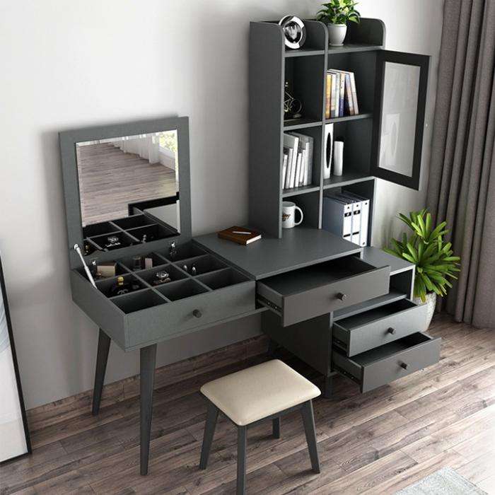 Bàn làm việc gỗ công nghiệp chắc chắn kết hợp kệ sách tiện dụng