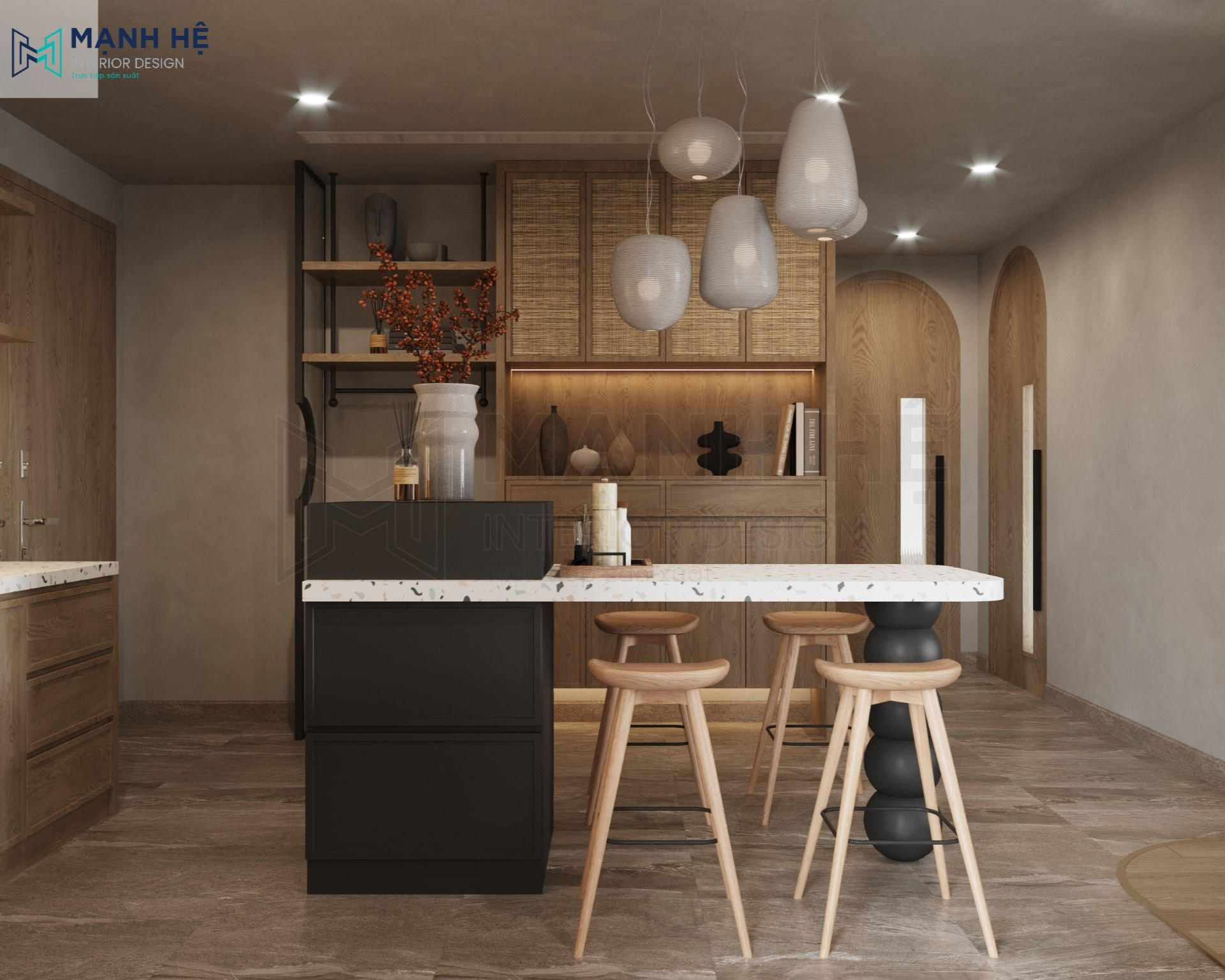 Mẫu bàn đảo bếp nhỏ ấn tượng vì sự đơn giản nhưng lại đẹp mắt vô cùng
