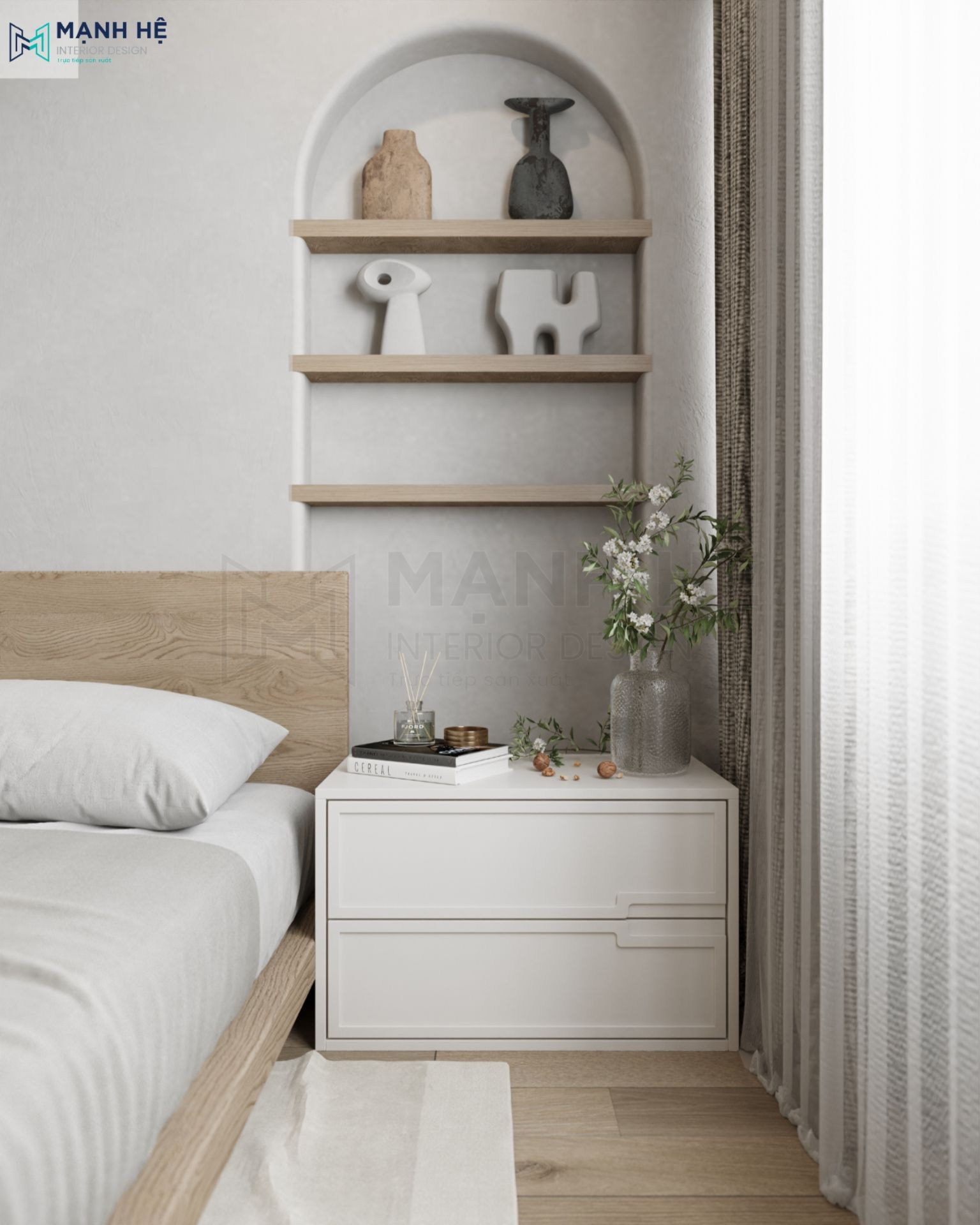 Thiết kế kệ trang trí tận dụng tường trong độc đáo
