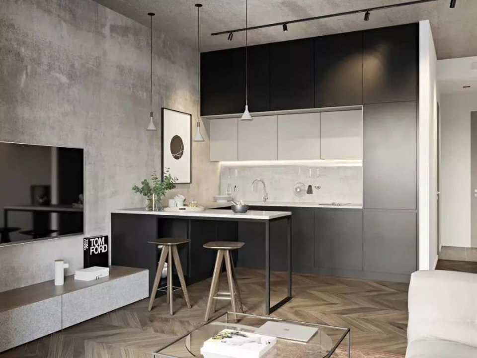 Bàn đảo bếp nối liền với bếp để tận dụng làm không gian chế biến và bày biện thức ăn tiện lợi