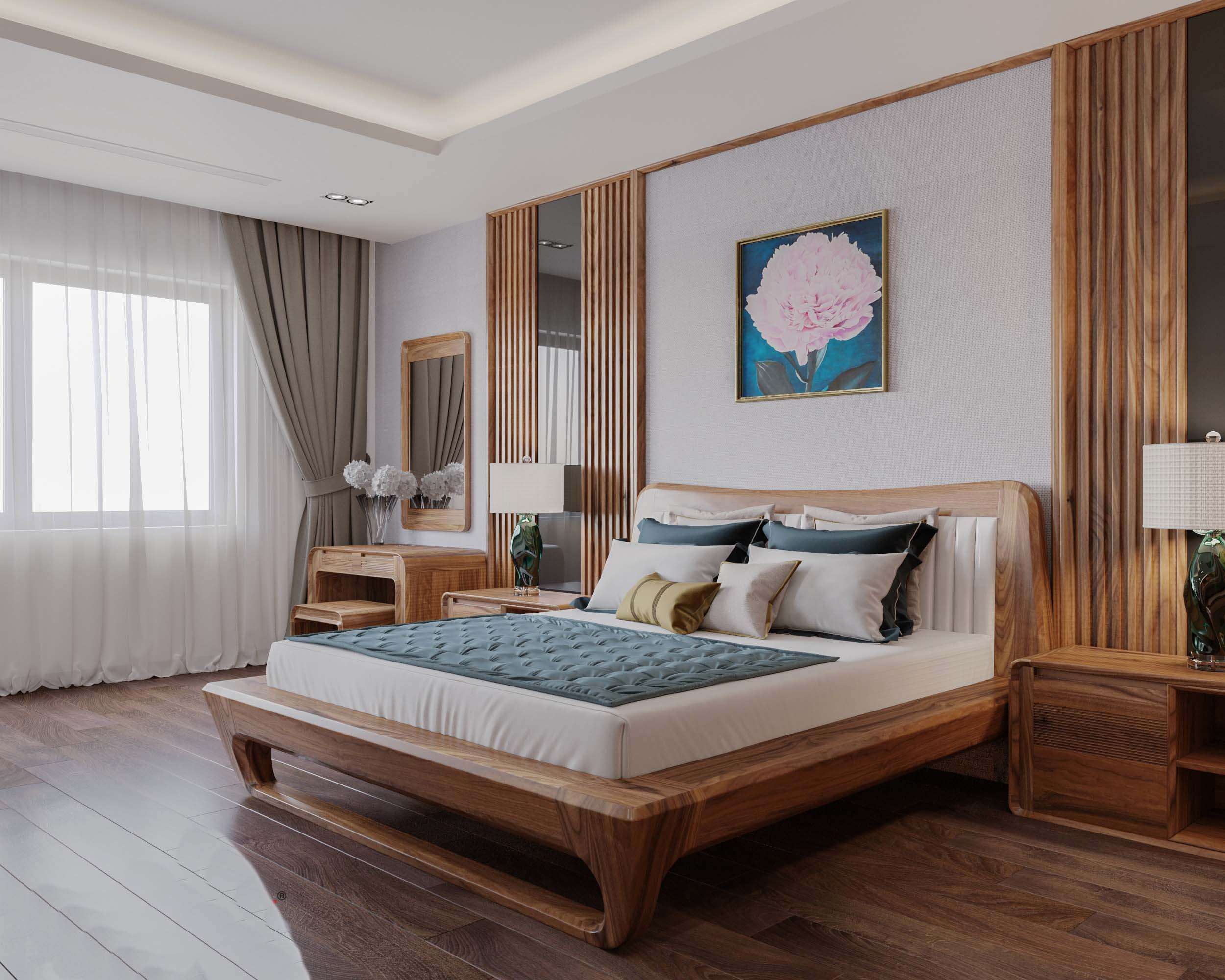 Phòng ngủ gỗ tự nhiên cao cấp sang trọng