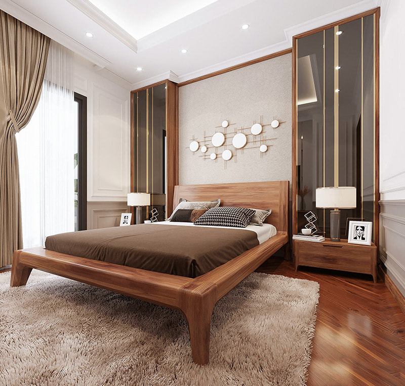 Phòng ngủ gỗ tự nhiên an toàn và tiện lợi cho gia chủ