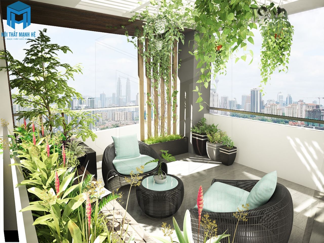 thiết kế nội thất ban công nhà phố