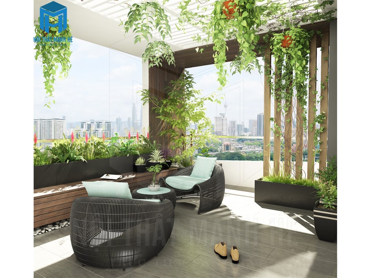thiết kế nội thất ban công nhà phố