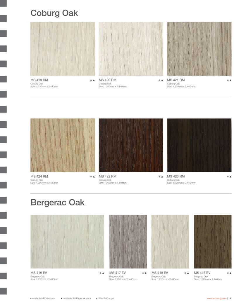 bảng màu gỗ melamine