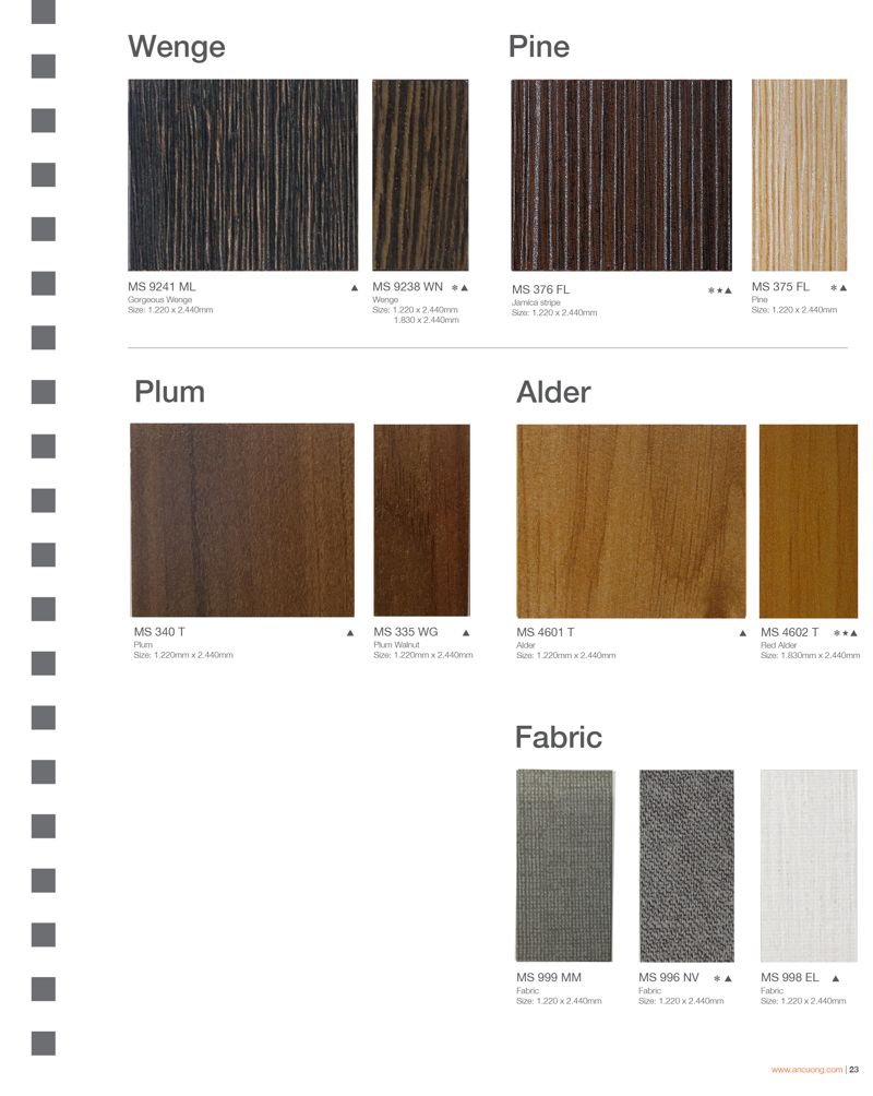 catalogue gỗ melamine
