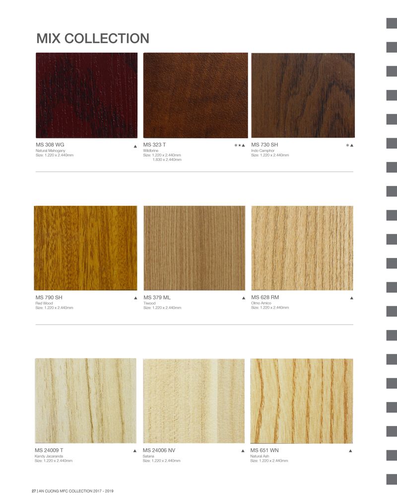 mã gỗ melamine vân sồi an cường