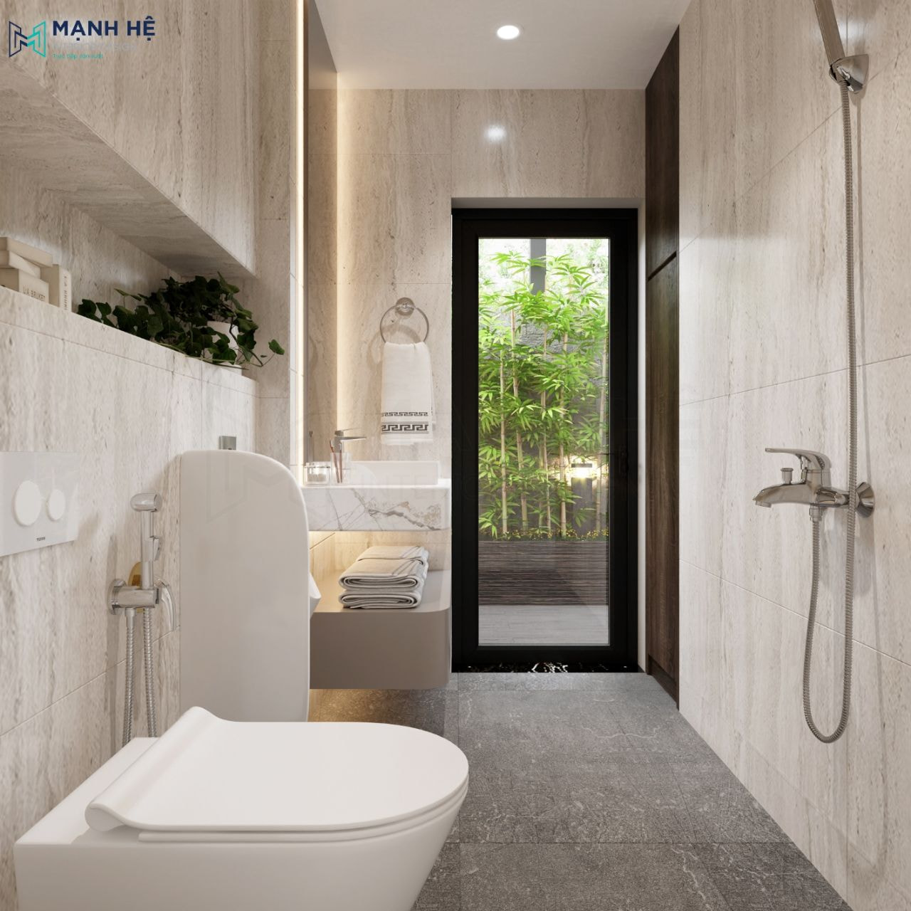 Sử dụng gạch, đá cao cấp, chống trơn trượt đảm bảo an toàn cho nhà vệ sinh chung