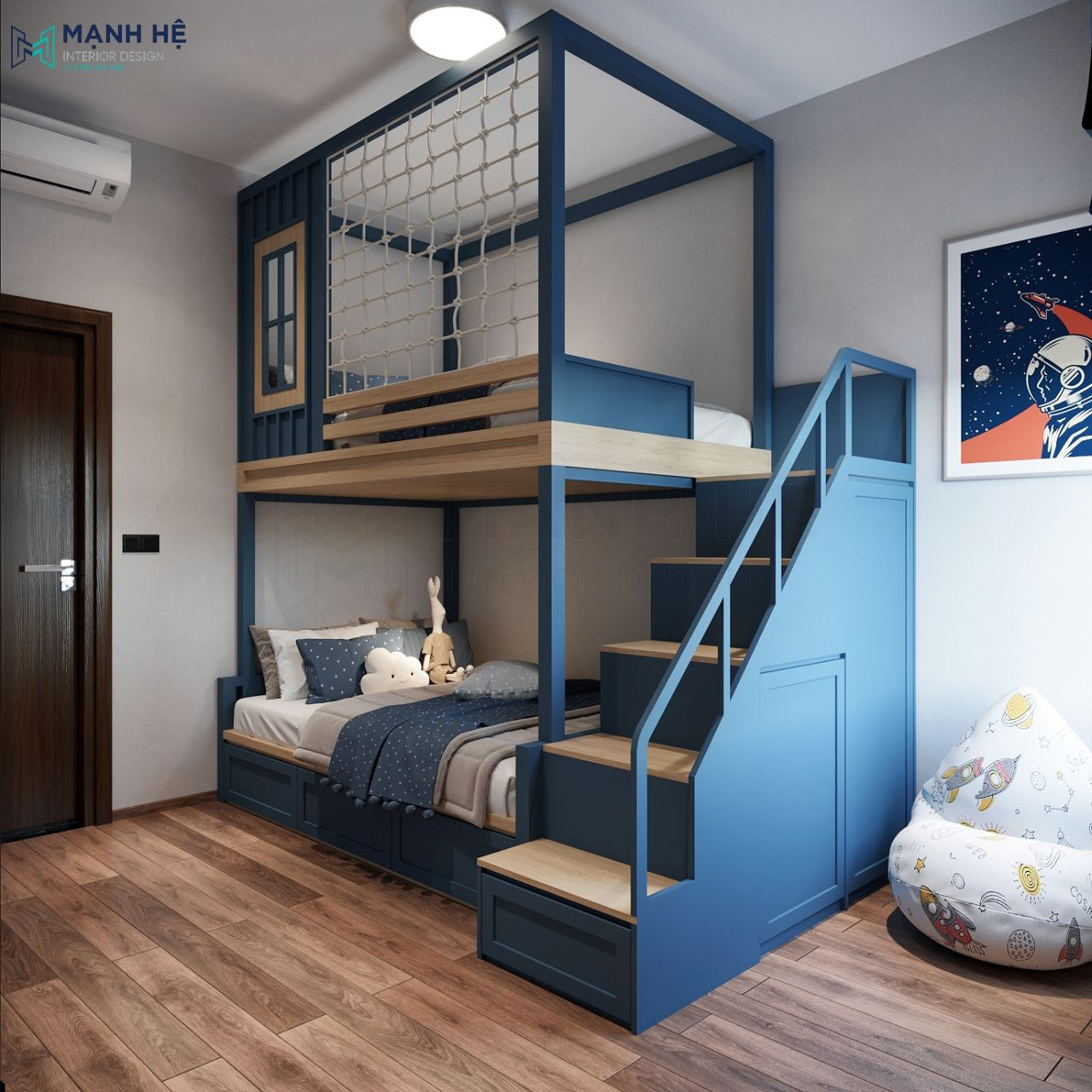 Thiết kế lưới để đảm bảo sự an toàn cho bé ở giường trên