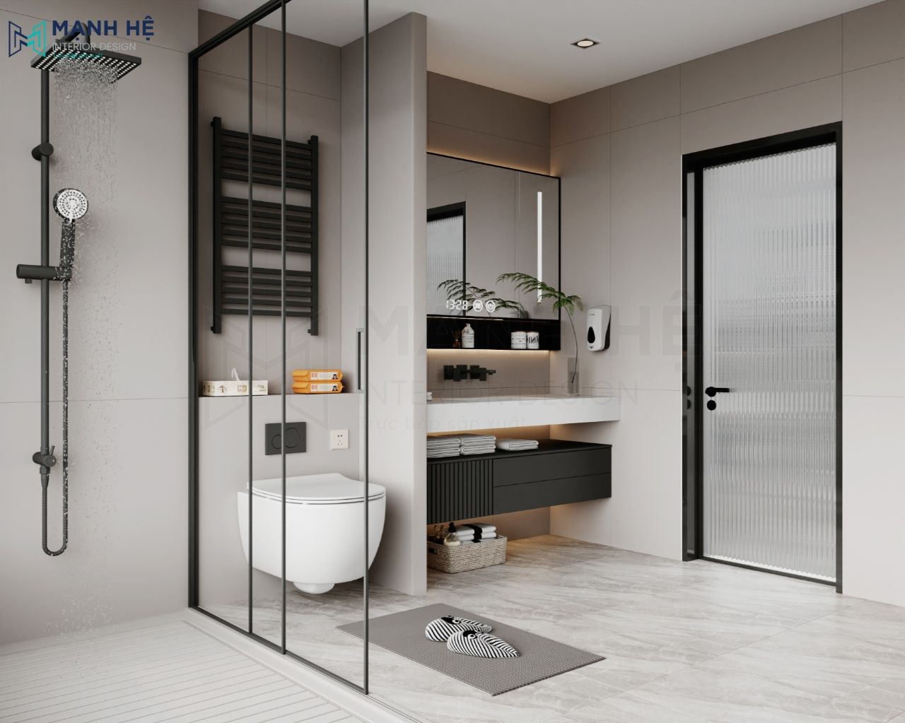 Ốp gạch và đá cao cấp cho không gian phòng vệ sinh