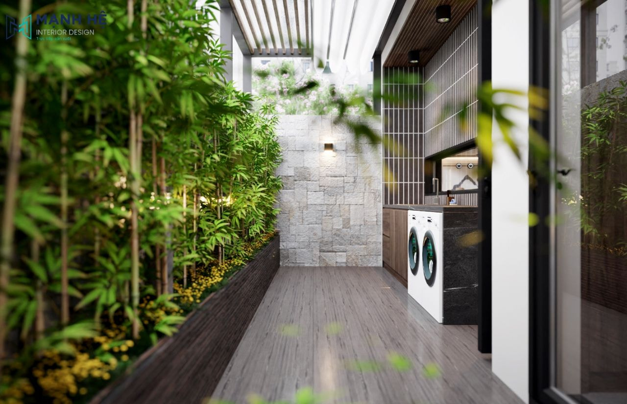 Bố trí cây xanh thêm cho khu vực này