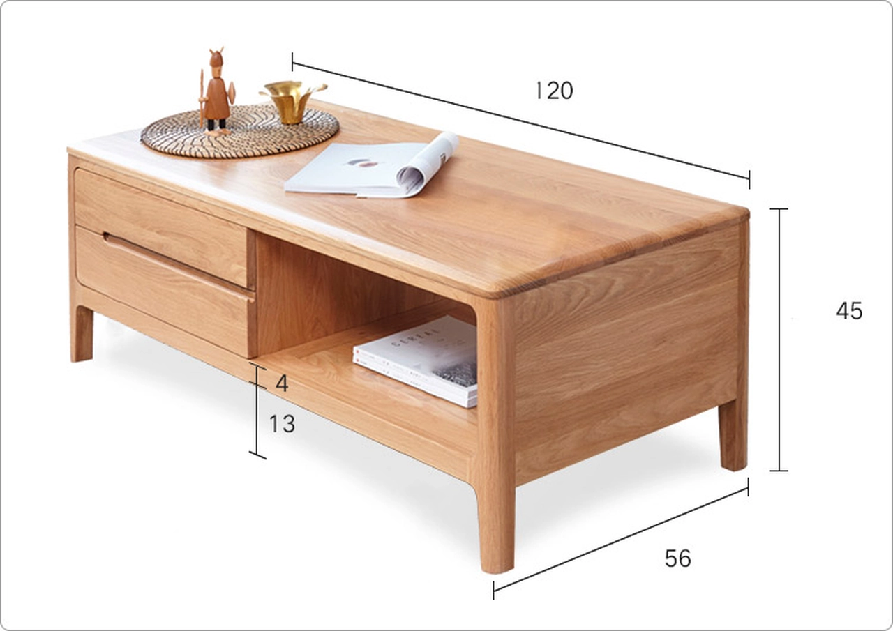 Kích thước của bàn trà gỗ tự nhiên hình chữ nhật