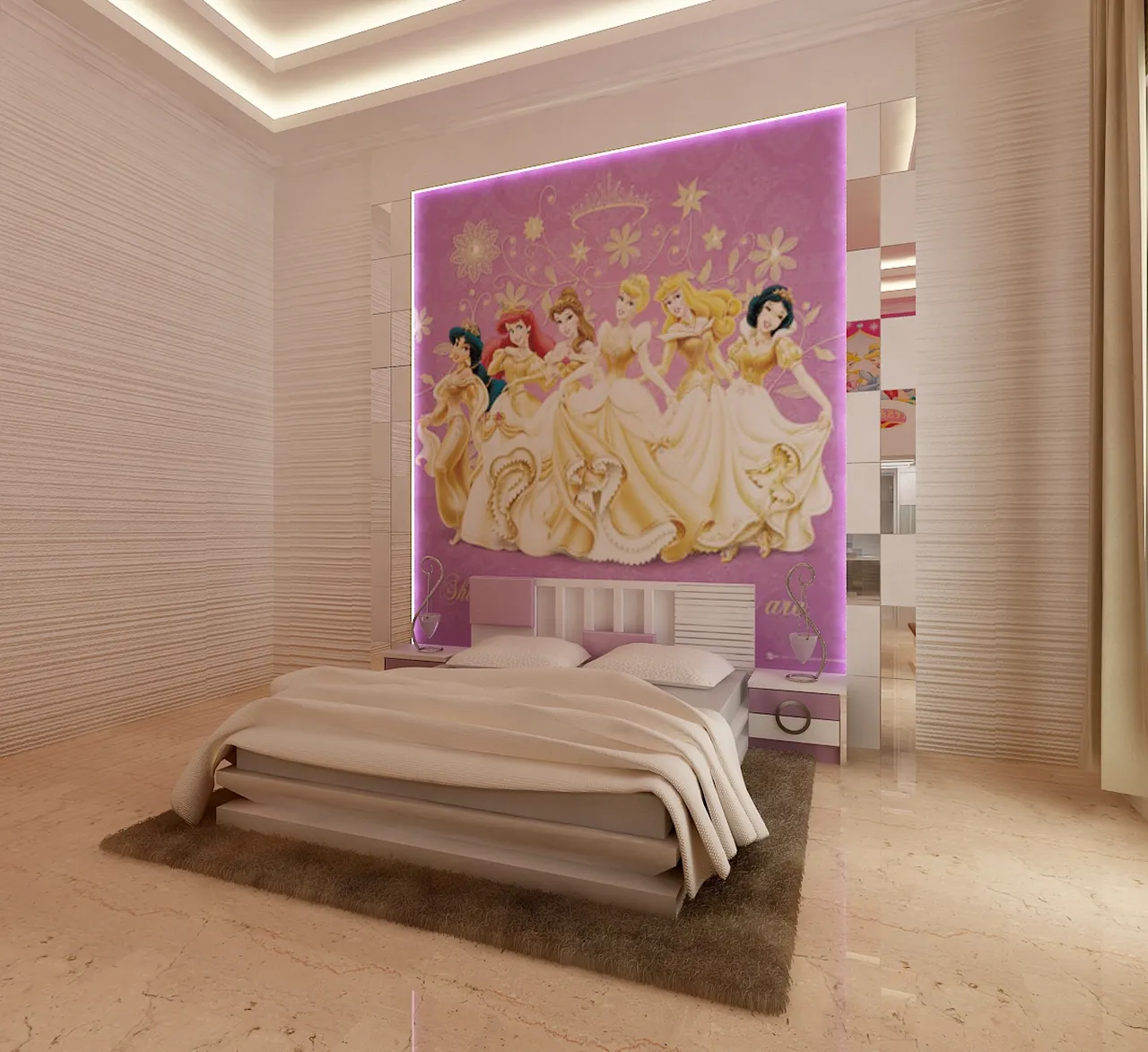 Thiết kế bức tường đầu giường với những nàng công chúa Disney sáng tạo