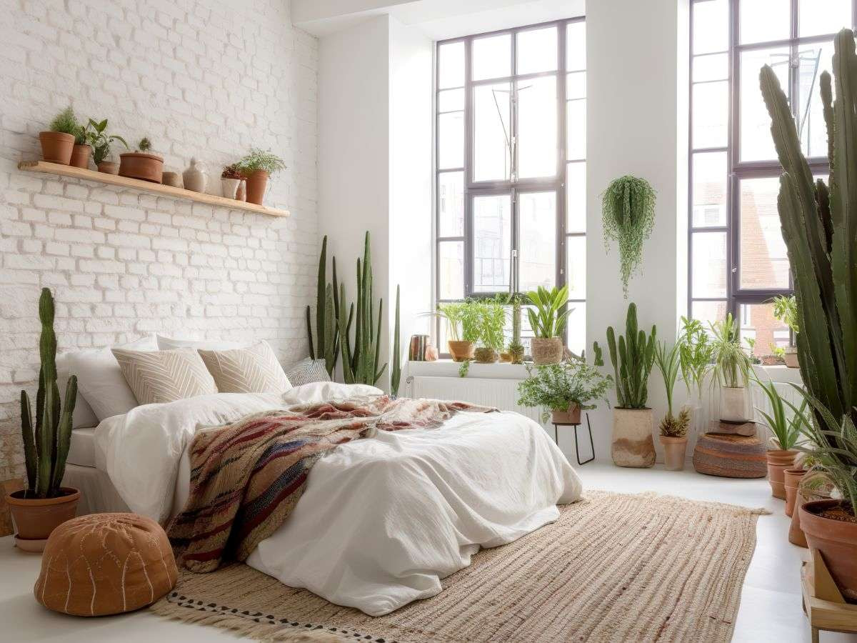 Trang trí phòng ngủ Hàn Quốc với cây xanh