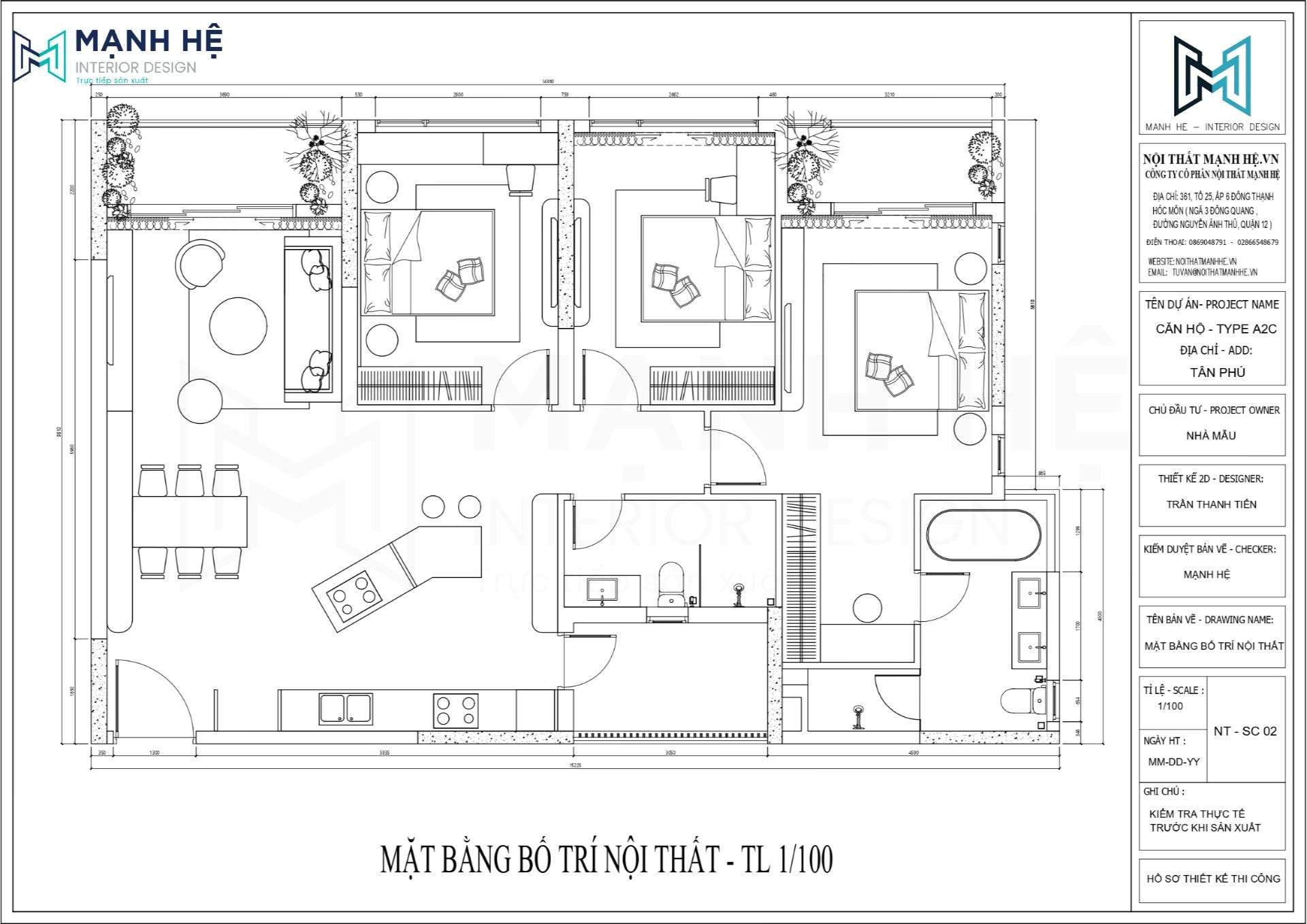 Mặt bằng chung cư 130m2 cho gia đình nhiều thế hệ