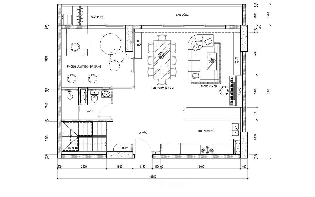 Bố trí mặt bằng chung cư 130m2 cho cặp vợ chồng trẻ