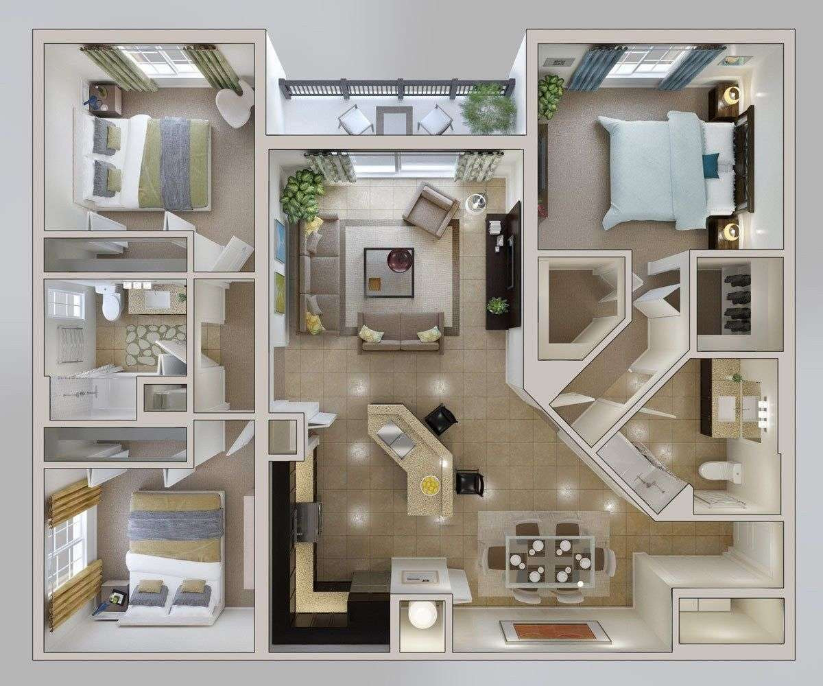 Bản vẽ nội thất chung cư 85m2 - 3 PN 