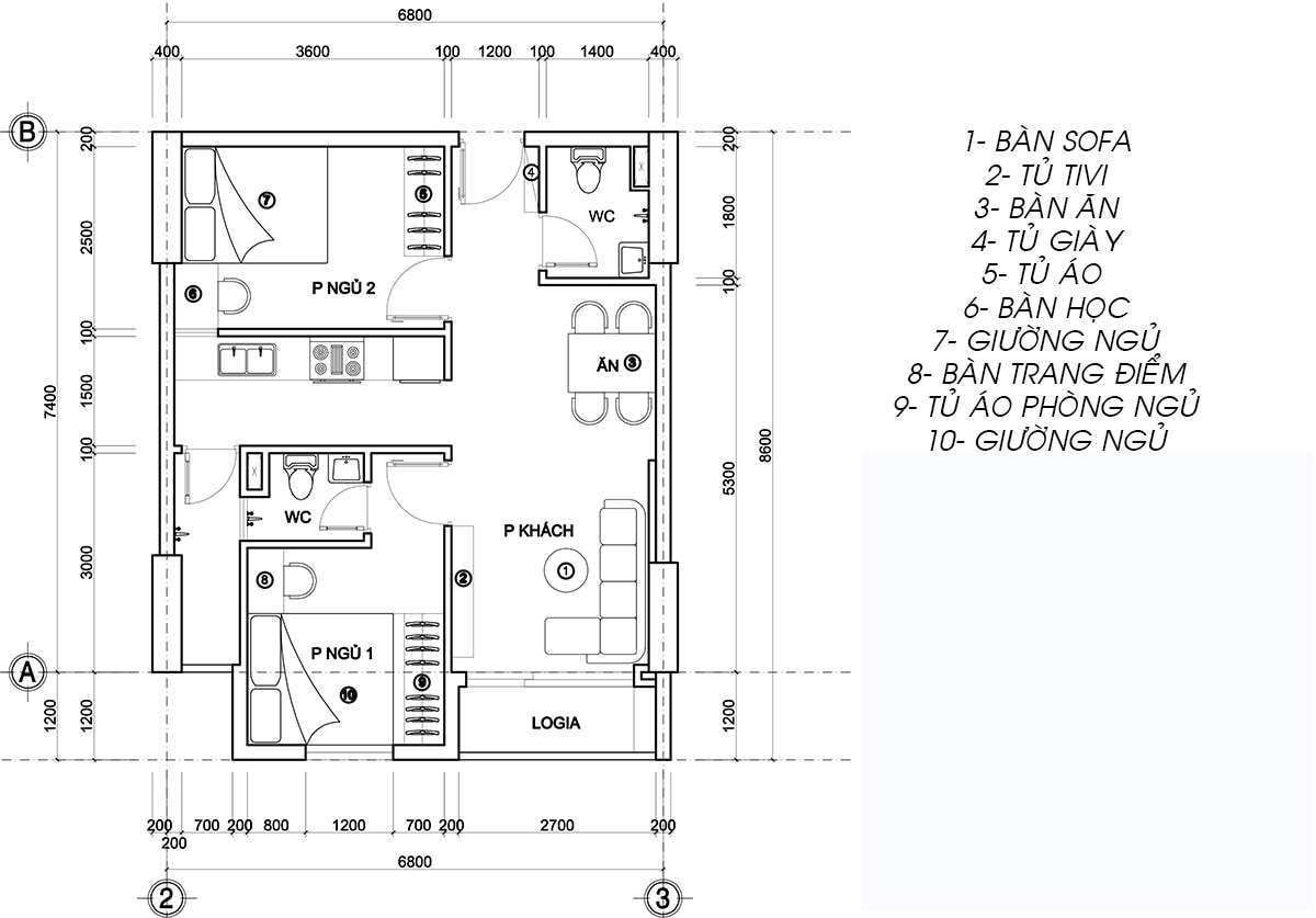 Bản vẽ căn hộ 2 phòng ngủ - 85m (3)