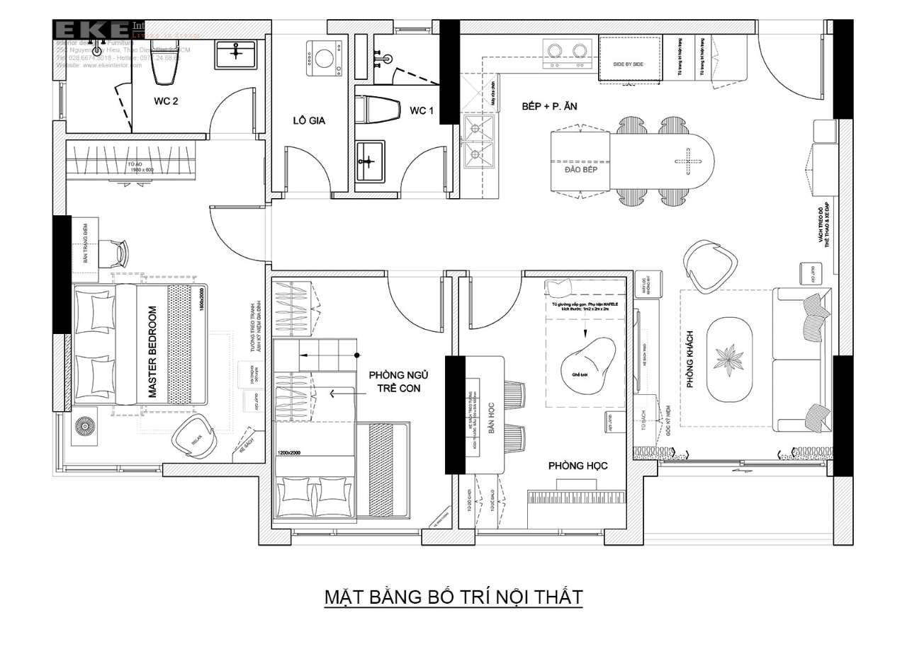 Bản vẽ nội thất chung cư 85m2 - 3 PN (2)