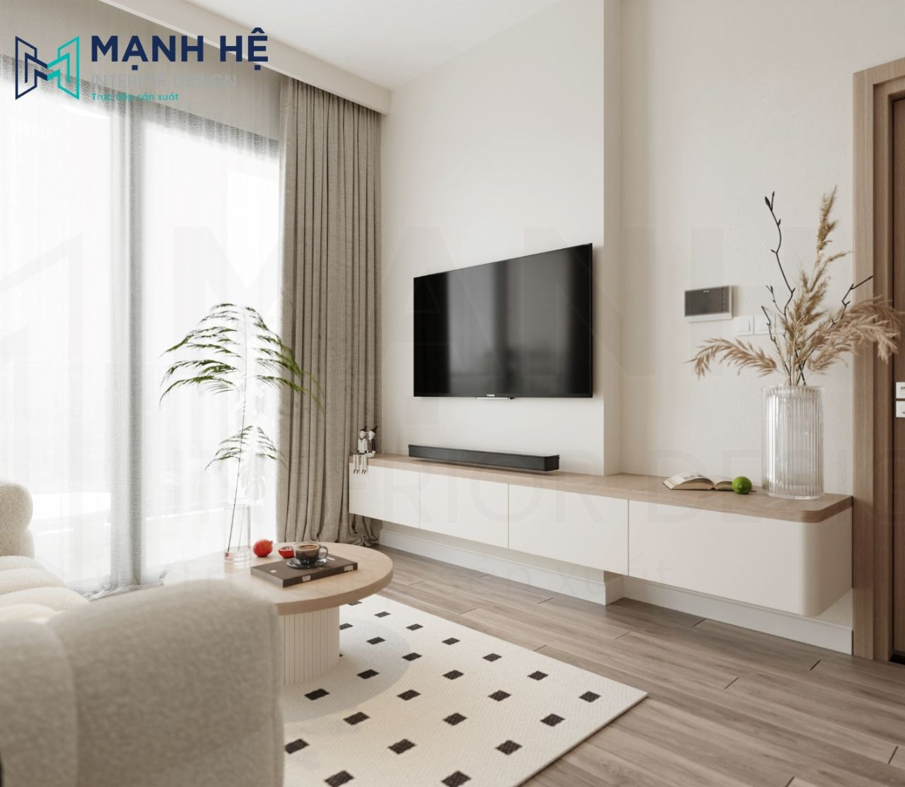 Kệ tivi gỗ công nghiệp gắn tường đẹp nhẹ nhàng