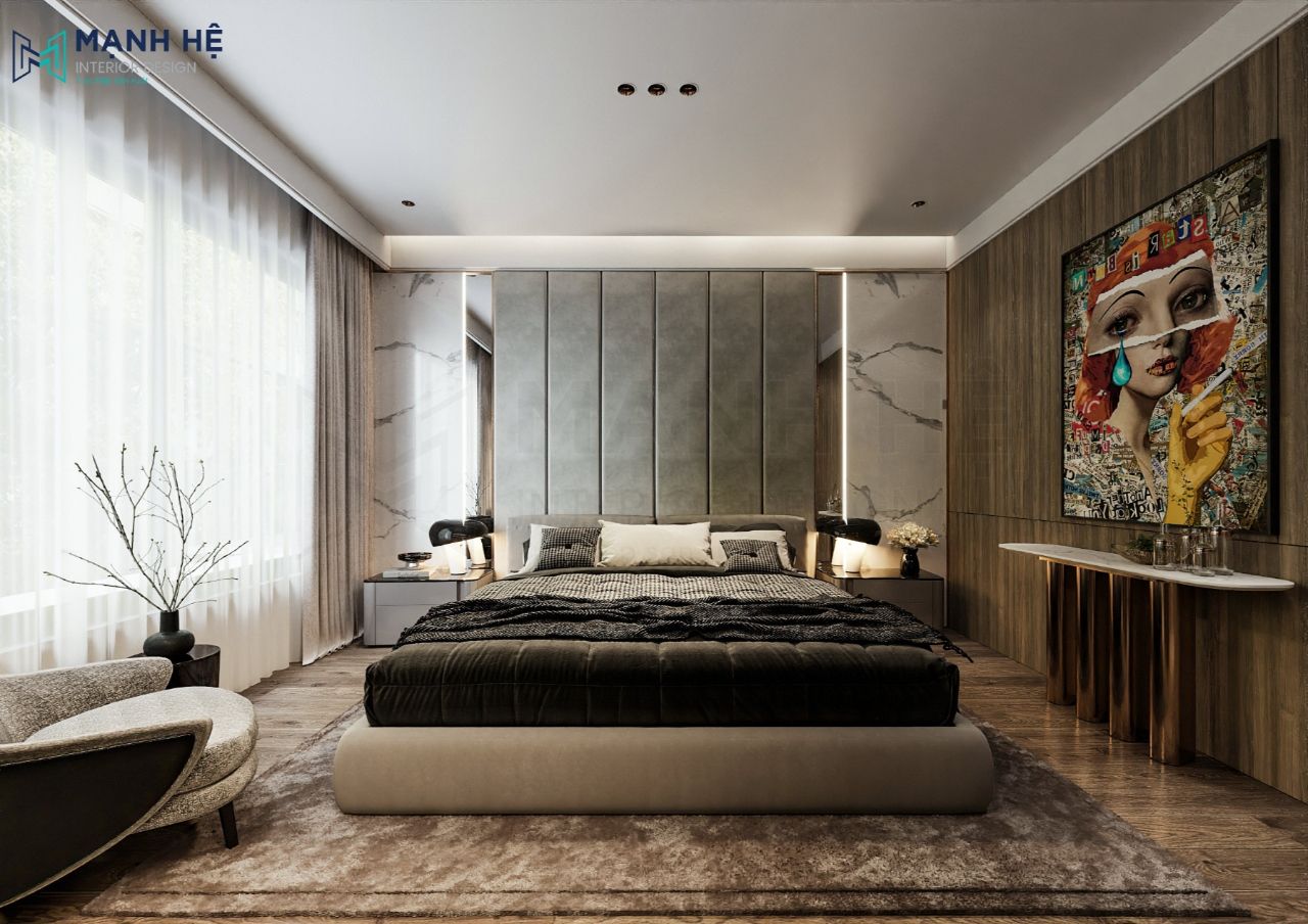 Trang trí nội thất phòng ngủ master cho biệt thự cao cấp