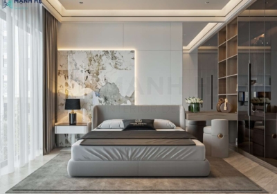 Đi led trên trần thạch cao phòng ngủ nhà phố