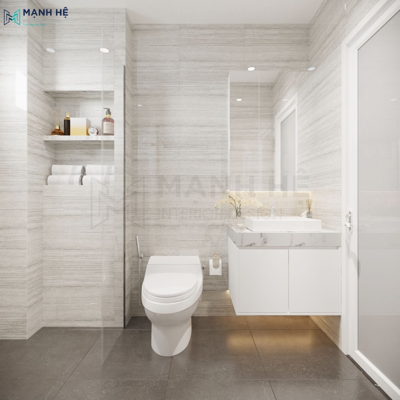 Thiết kế toilet trong phòng ngủ ông bà để thuận tiện sử dụng