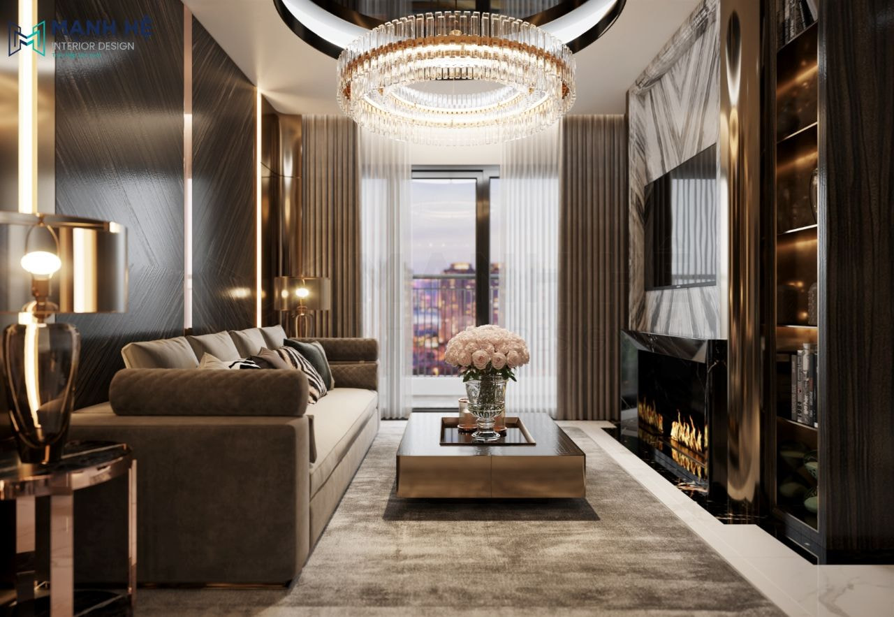 Thiết kế sang trọng, phong cách Luxury để trần thạch cao đồng bộ nội thất phòng khách