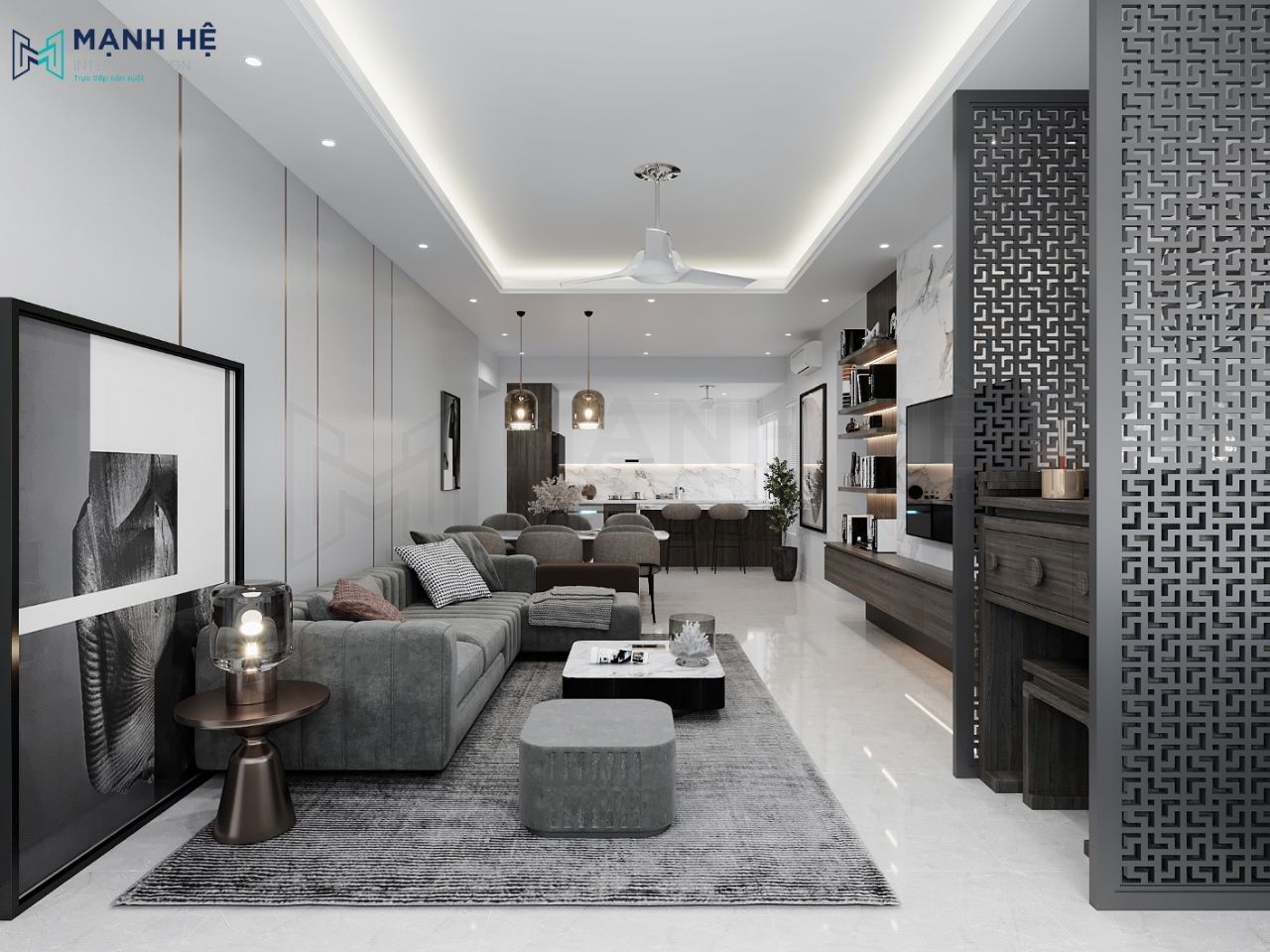 Trang trí nội thất phòng khách chung cư 115m2