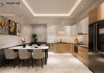 Tủ bếp gỗ công nghiệp TBM46