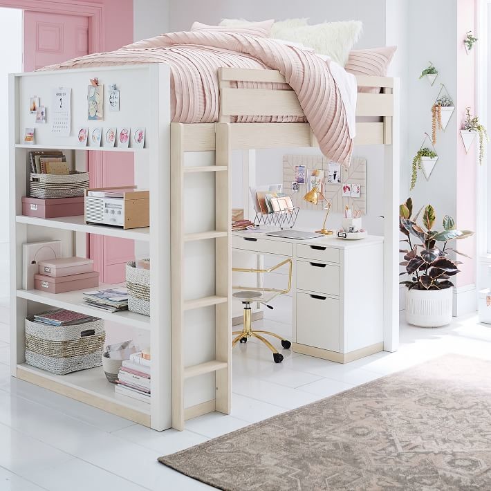 Giường tầng kết hợp bàn học và kệ trang trí GT077