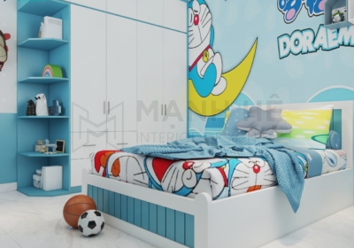 Sử dụng giấy dán tường Doremon siêu đáng yêu cho phòng ngủ bé trai