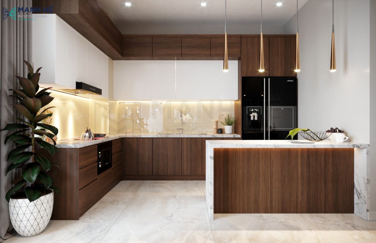 23 He Tu Bep Chu L Go Cong Nghiep 1 Tủ bếp kết hợp bàn đảo TBM58