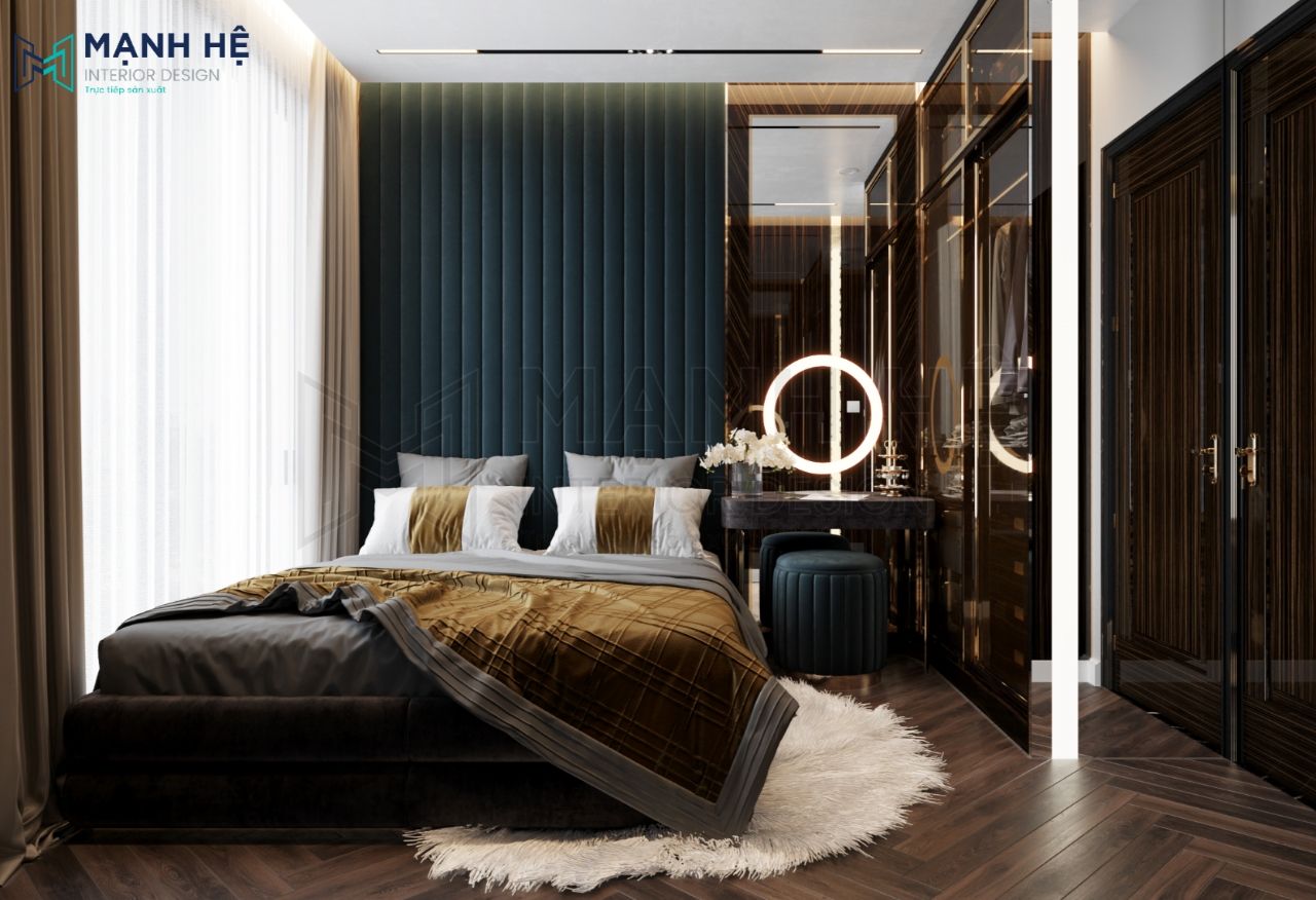 Phòng ngủ nhỏ trang trí bằng các chi tiết phong cách luxury
