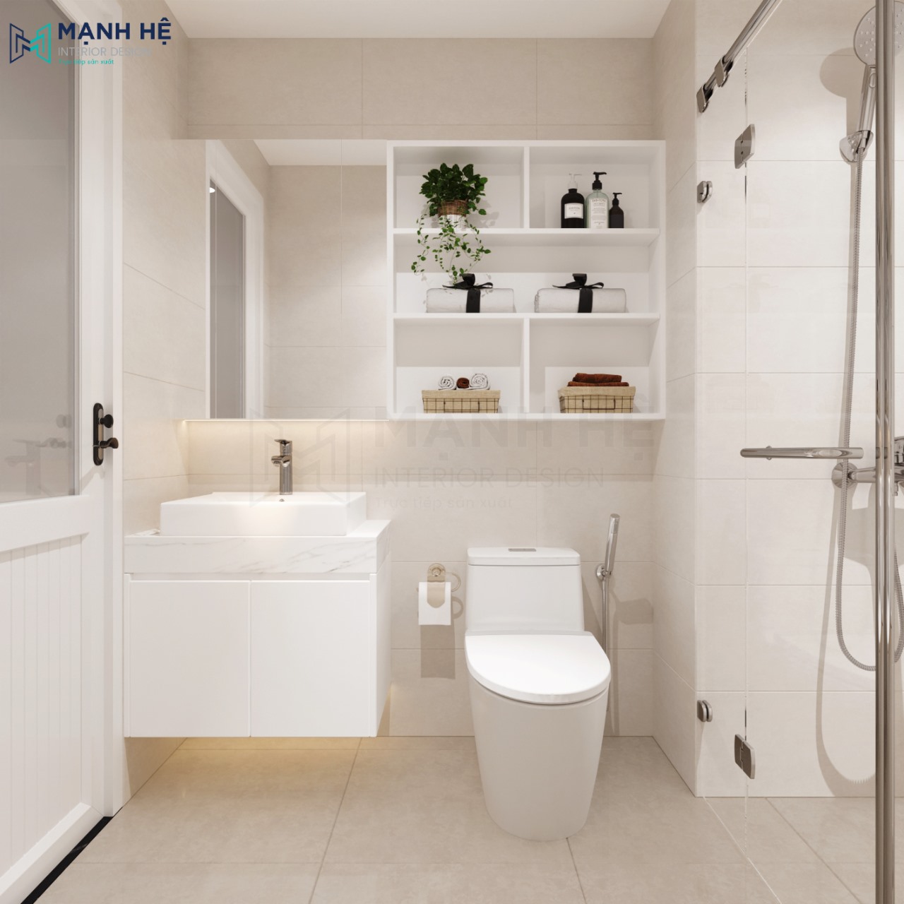 Thiết kế nhà vệ sinh chung với đầy đủ các thiết bị tiện nghi - hiện đại