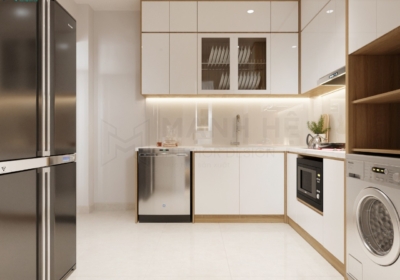 Tủ bếp Acrylic bóng gương TBA40