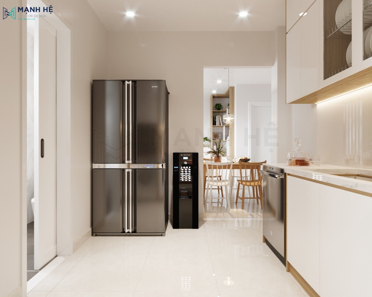 8 Bo Tri Tu Lanh Xa Bep Nau Hop Phong Thuy Tủ bếp Acrylic bóng gương TBA40