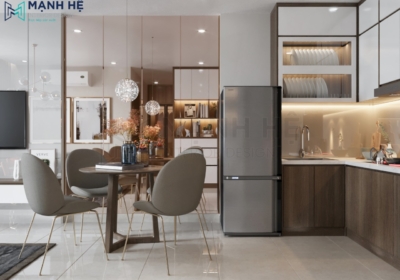 Tủ bếp đụng trần kích thước nhỏ TBM56