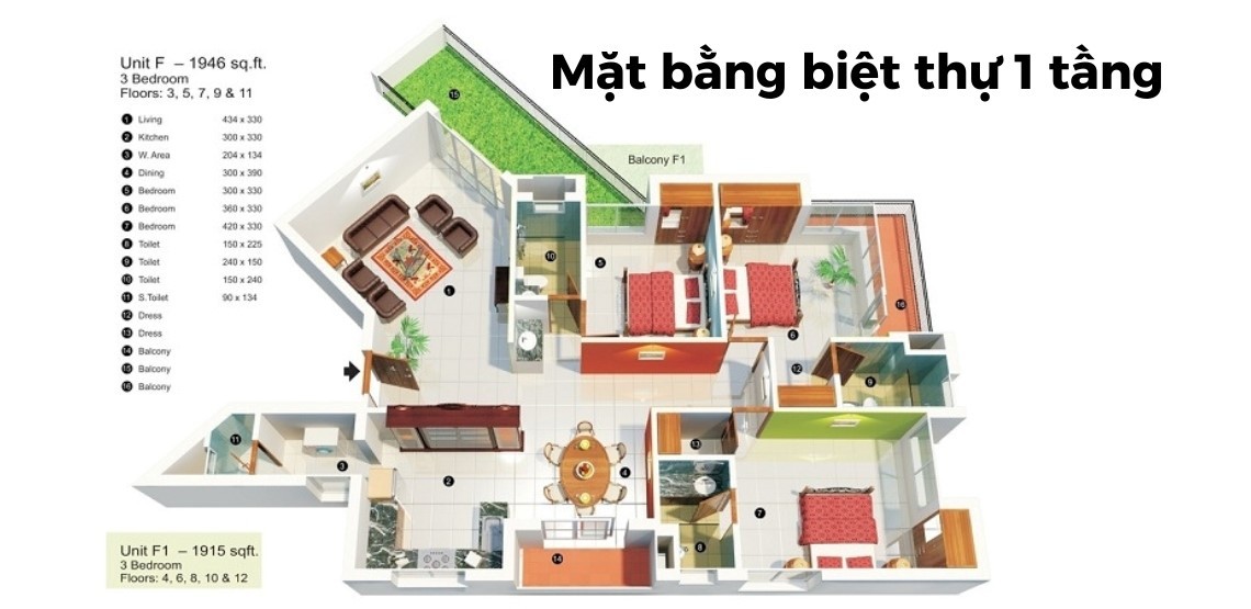 [Tổng hợp] Bản vẽ mặt bằng biệt thự 1 tầng đẹp nhất 2026