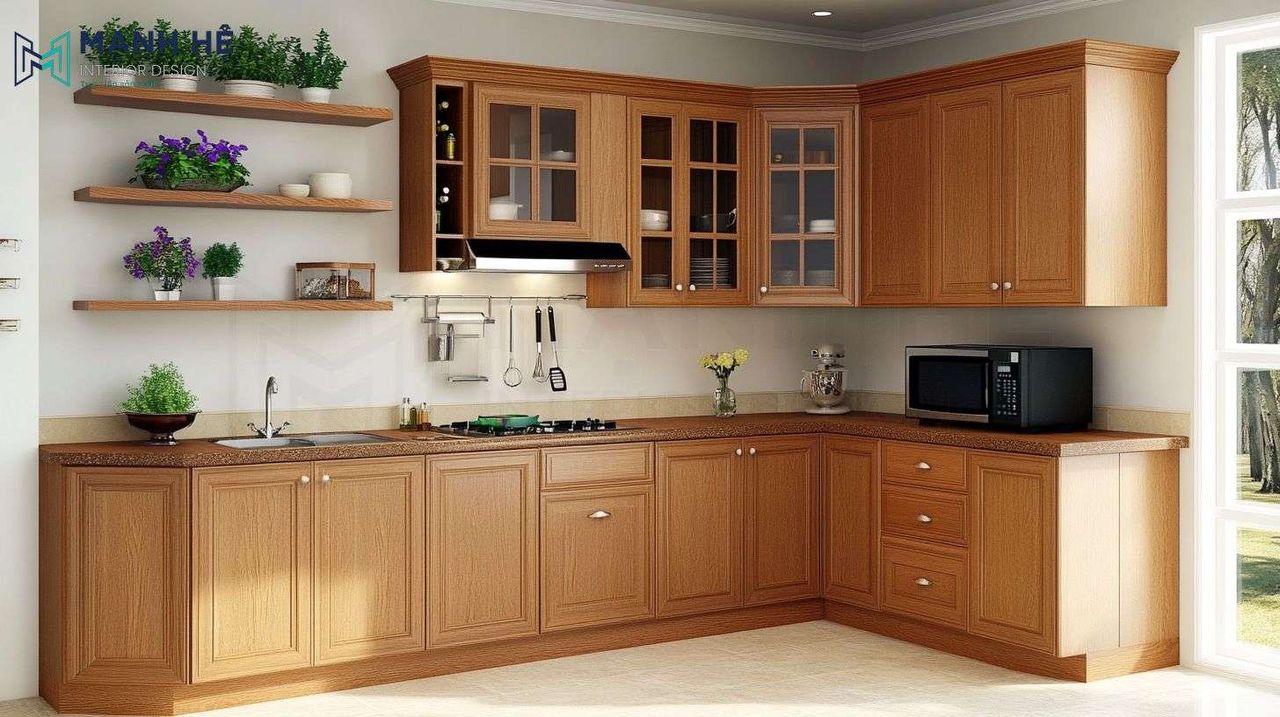 Tủ bếp gỗ tự nhiên TBXD16
